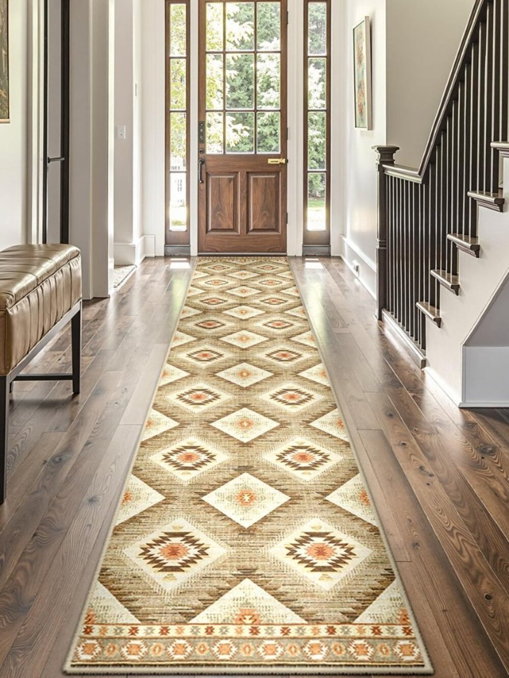Area Rug 2x6 Rug Machine Washable Non-Slip Low Pile Print Pattern Western Rug - Picture 8 of 8